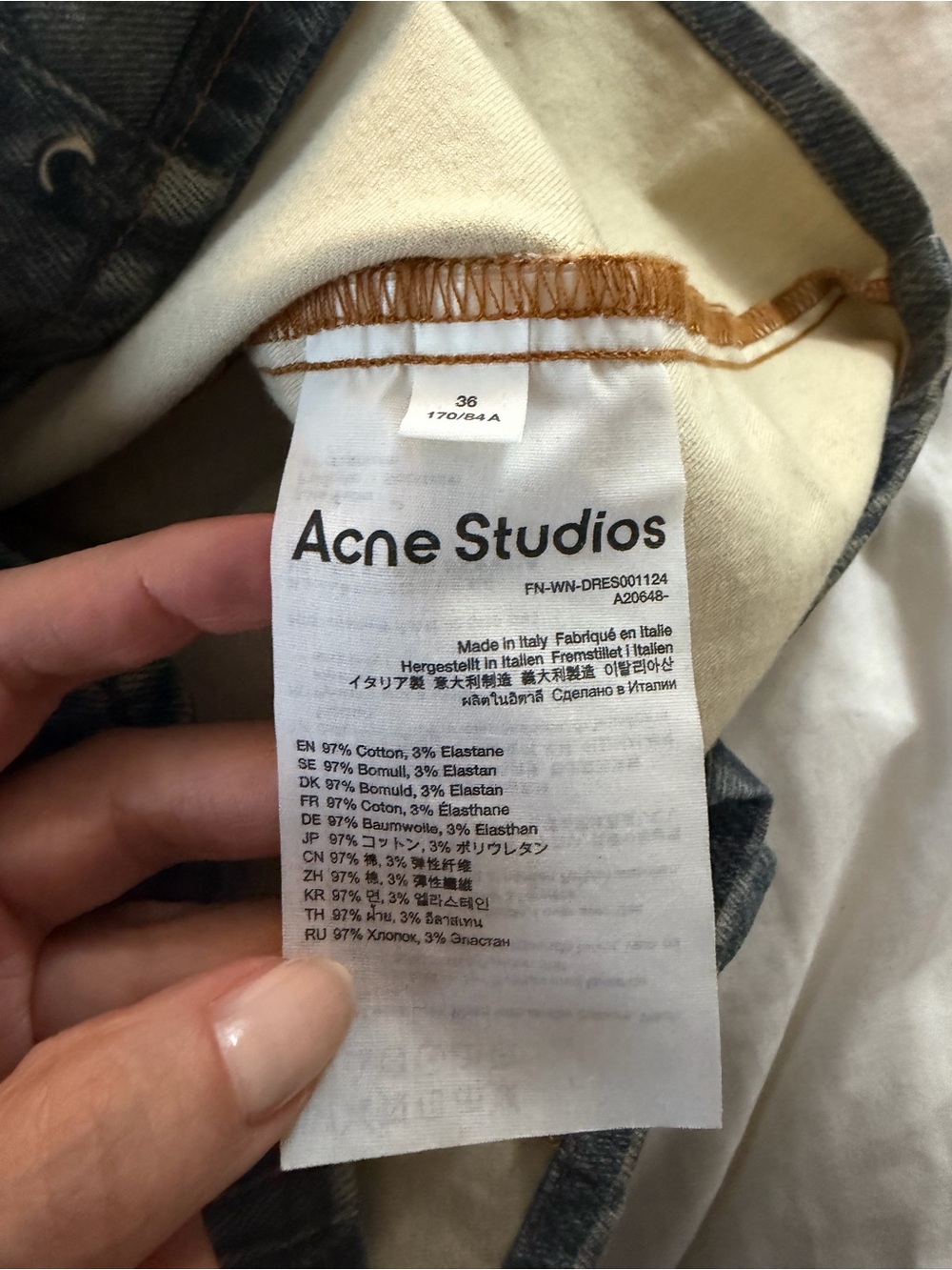 Acne Blue Faded Denim Mini Dress. Denim printed 97% cotton - Picture 13 of 13